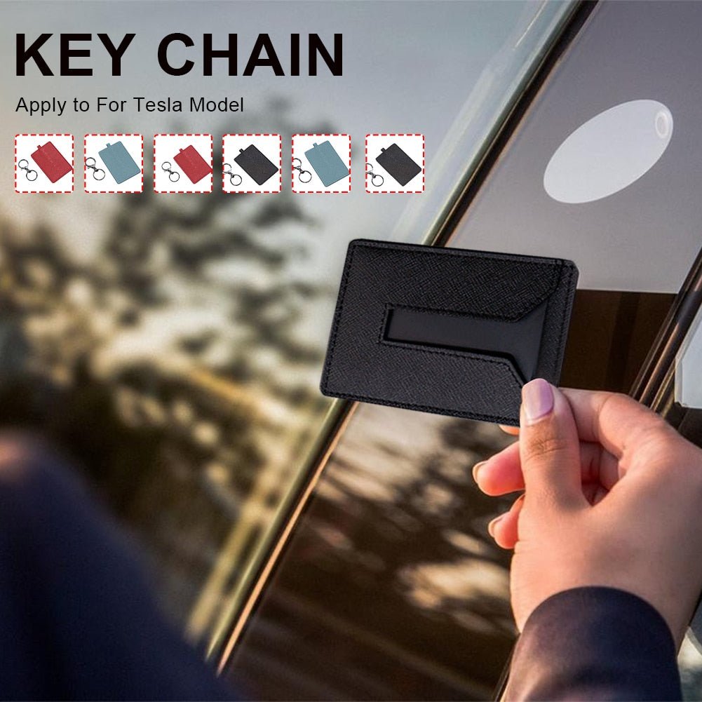 Tesla leather key card holder accessories