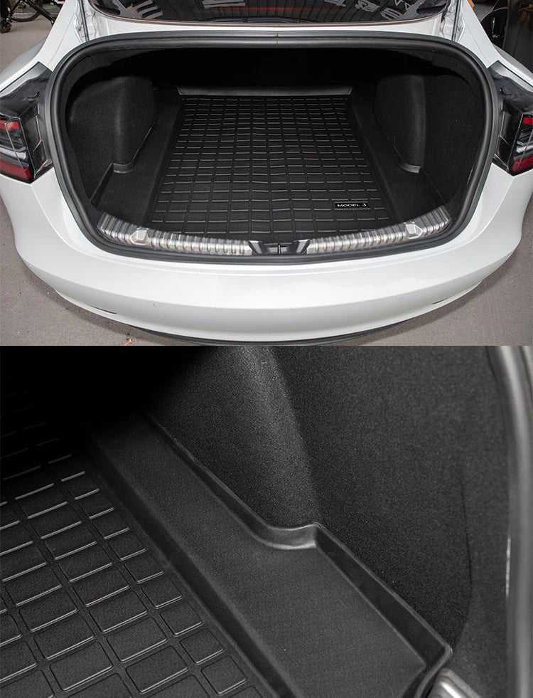Tesla Model 3 2017-2023 Tpe Rear Back Trunk Car Mat Nano print